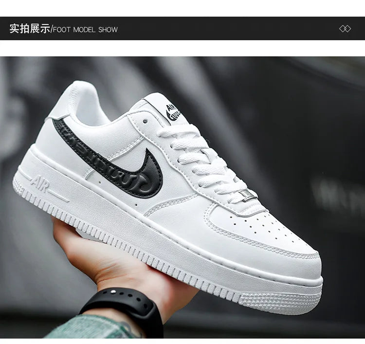 Moda sapatos masculinos de couro legítimo 2025 nova tendência coreana sapatos versáteis e antigos sola branca grossa esportes e lei