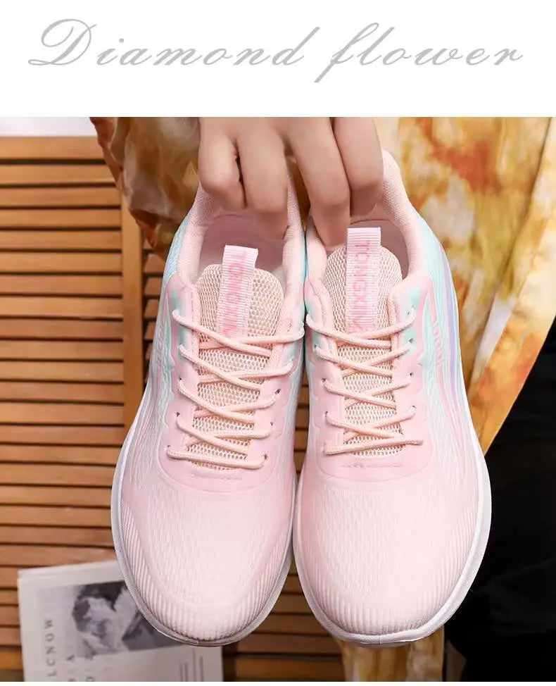Tênis feminino de malha respirável, calçado esportivo casual para corrida, verão 2025, calçado para caminhada, tênis plataforma feminino