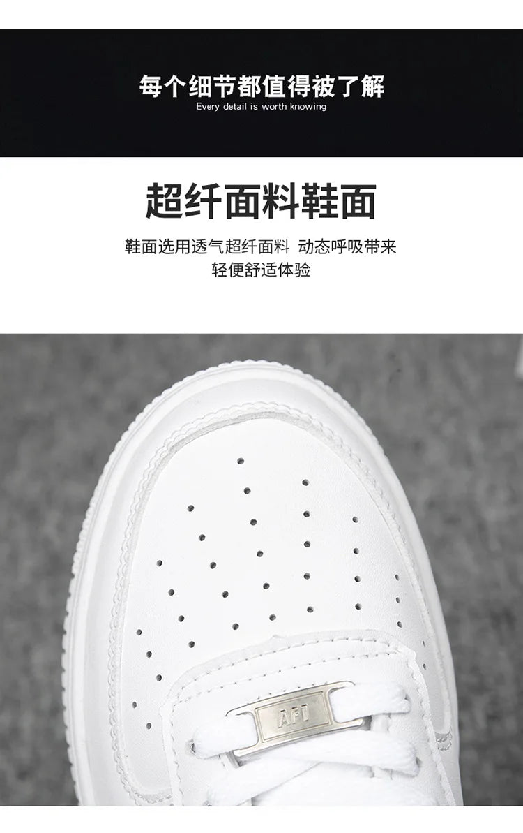 Moda sapatos masculinos de couro legítimo 2025 nova tendência coreana sapatos versáteis e antigos sola branca grossa esportes e lei