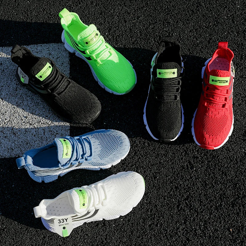 Tênis esportivos casuais masculinos, tênis leves e respiráveis para o verão, tênis para corrida e caminhada, calçados vulcanizados masculinos